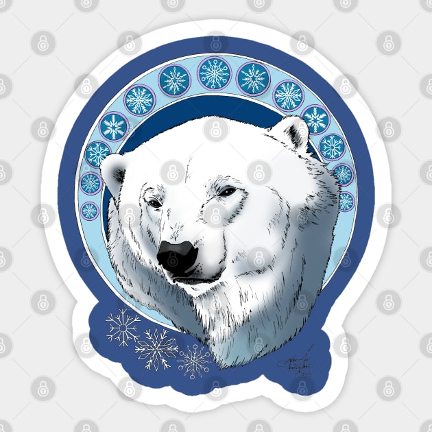 Polar Bear Snowflakes Sticker by tigressdragon